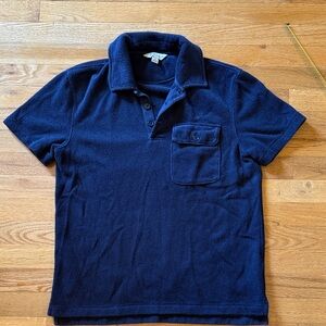 J crew men’s terry cloth polo, small, chest pocket